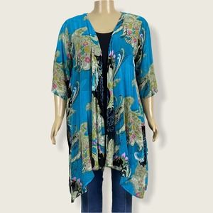 Ulla Popken Sheer Floral Kimono Duster Jacket 22W